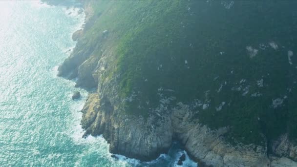 Flygfoto över kusten havet klippor hong kong — Stockvideo