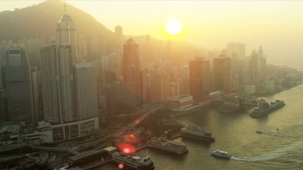 Vista aérea da Ilha de Hong Kong, China — Vídeo de Stock