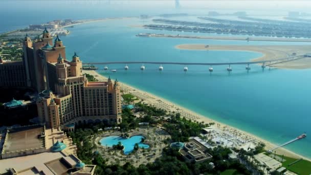 Aerial view Palm Atlantis, Dubai — Stock Video