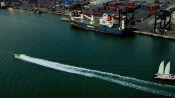 Vista aérea Puerto de Miami puerto de contenedores — Vídeo de stock