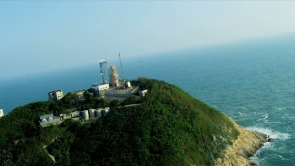 Aerial View Old Wartime Post Lighthouse Hong Kong — Stock Video