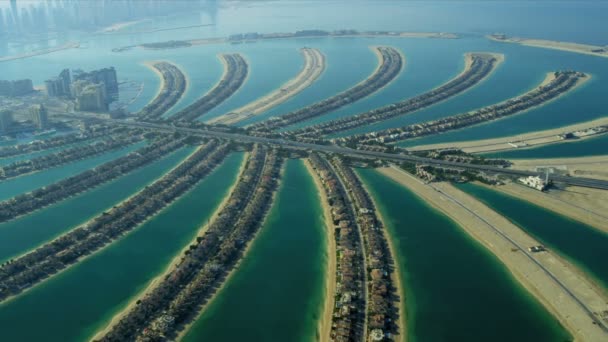 Letecký pohled na palm Jumeirah, Dubaj, — Stock video