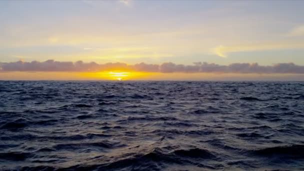 Zonsopgang boven zachte oceaanwater — Stockvideo