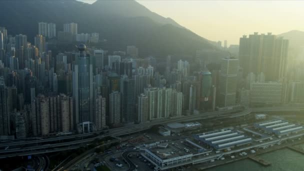Letecký pohled dálnice v Hong Kong — Stock video