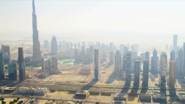 Luchtfoto khalifa downtown burj dubai — Stockvideo