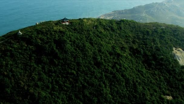 Vista aérea de la pagoda china — Vídeos de Stock