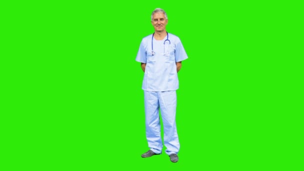 Male doctor wearing medical scrubs — Stock Video