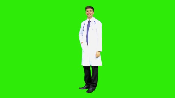 Caucasian male junior doctor — Stock Video