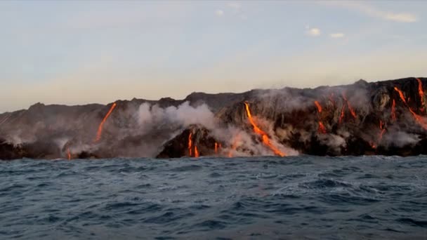 Ånga stiger Kilauea vulkanisk Lava — Stockvideo