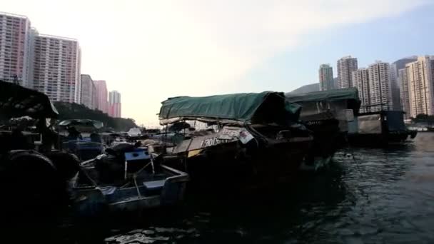 Junks, Sampans Porto de Aberdeen — Vídeo de Stock