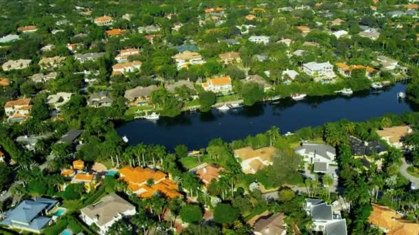 Luchtfoto residentiële coconut grove south miami — Stockvideo