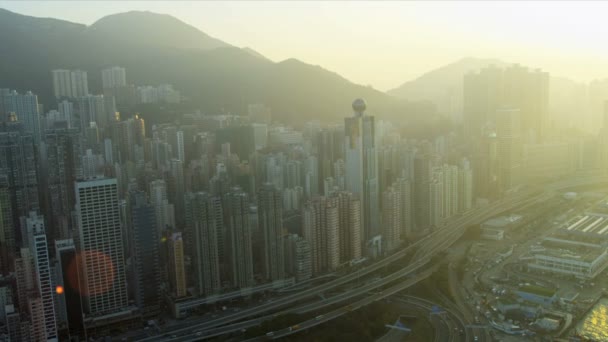 Εναέρια θέα αυτοκινητόδρομο στο Hong Kong — Αρχείο Βίντεο