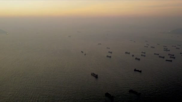 Letecký pohled na námořních plavidel hong kong — Stock video