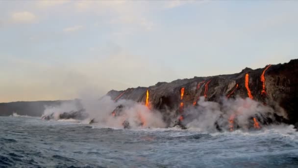 Aumento del vapore Kilauea Vulcanic Lava — Video Stock