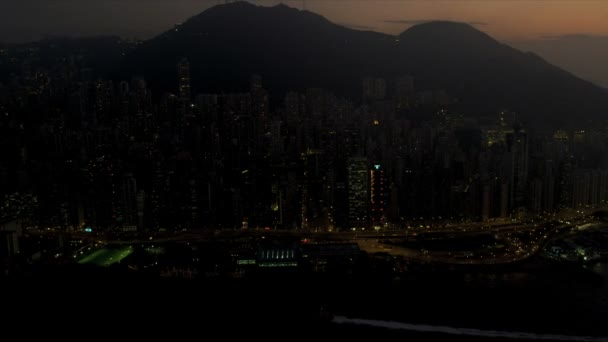 Vista aérea frente al mar de Hong Kong — Vídeo de stock