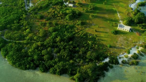 Vista aérea de la pequeña isla subtropical en Florida — Vídeos de Stock