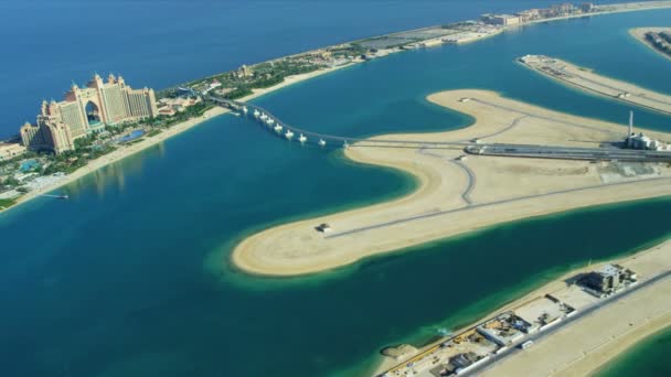 Вид с воздуха Palm Atlantis, Dubai — стоковое видео