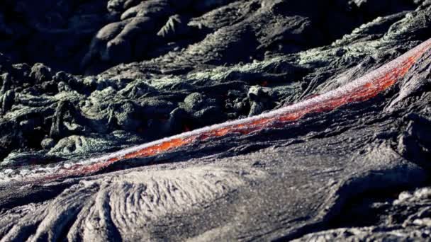 Destructive flow of hot volcanic lava — Stock Video