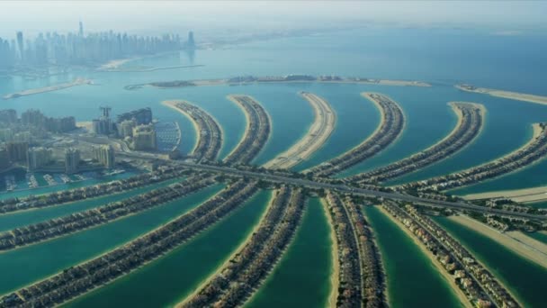 Letecký pohled na palm Jumeirah, Dubaj — Stock video