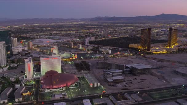 Las Vegas with illuminated Hotels and Casinos — Stock Video