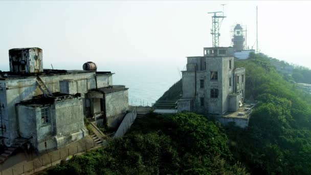 Vista aérea Old Wartime Post Lighthouse Hong Kong — Vídeos de Stock