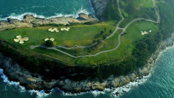 Vista aérea Campo de Golfe Litoral Hong Kong — Vídeo de Stock