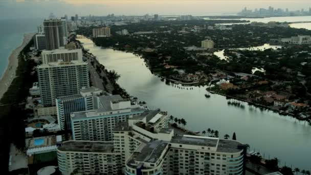 Вид с воздуха на Майами, Флорида — стоковое видео