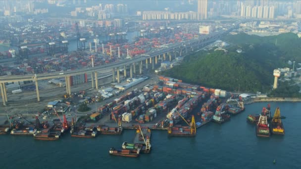 Vista aérea Stonecutters Road Bridge, Hong Kong — Vídeo de stock