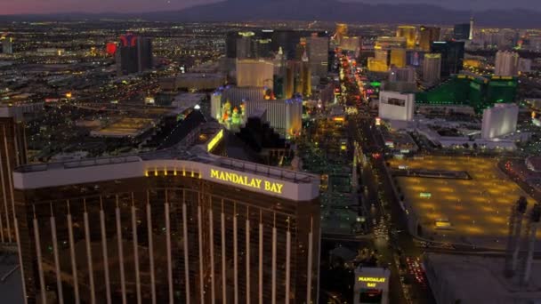 Las Vegas with illuminated Hotels and Casinos — Stock Video