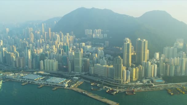 Luftaufnahme victoria harbour hong kong — Stockvideo