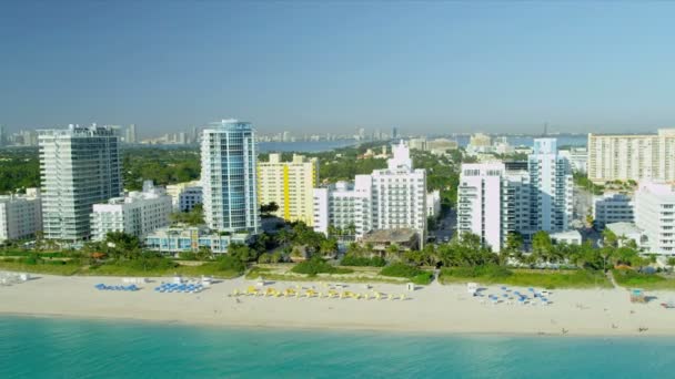 Aerial view Miami Beach  resort hotels — Stock Video