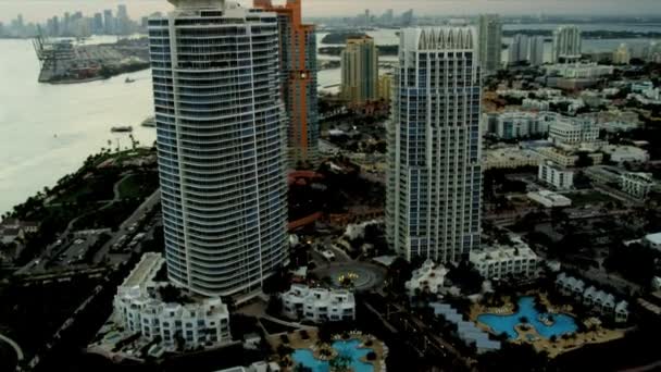 Вид с воздуха на Майами, Флорида — стоковое видео