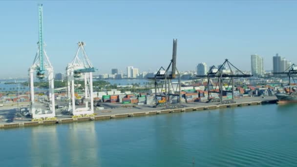 PortMiami International shipping container port — стоковое видео