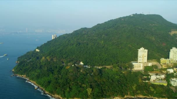 Vista aérea Baja Isla de Hong Kong — Vídeos de Stock