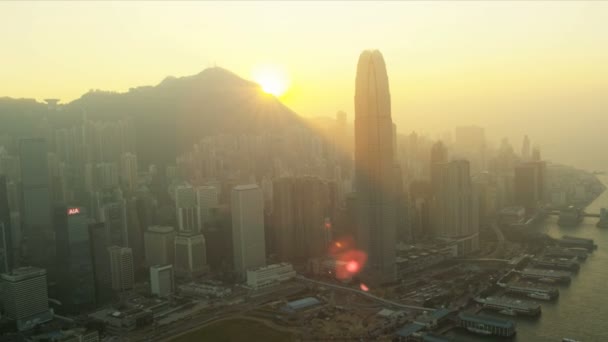 Flygfoto victoria peak hamn, hong kong — Stockvideo