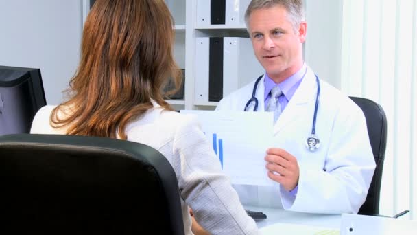 Femme d'affaires ayant rendez-vous avec le médecin au cabinet médical — Video