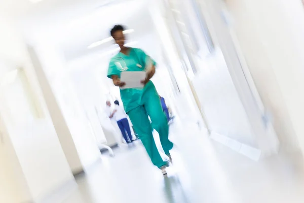 Personal Enfermería Afroamericana Con Uniformes Uniformes Sala Hospital Centro Salud —  Fotos de Stock