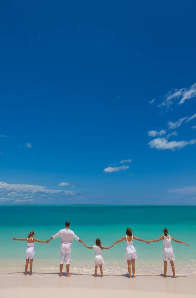 Happy Young Caucasian Family Having Fun Togetherness Holding Hands Outdoor — kuvapankkivalokuva