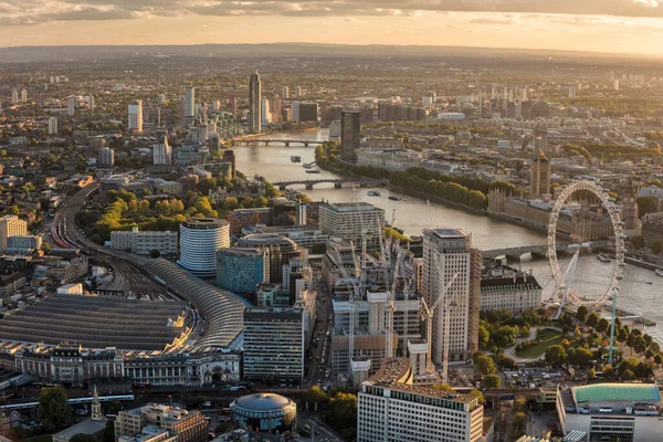 Luftaufnahme Der Innenstadt Von London Kapitol Wolkenkratzer Parlament Gebäude Fluss — Stockfoto