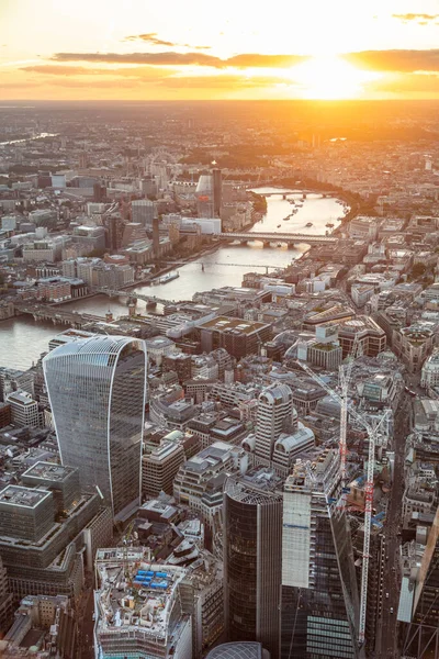 Luftaufnahme Der Londoner City Wolkenkratzer Das Britische Finanzgeschäftszentrum Fluss Themse — Stockfoto