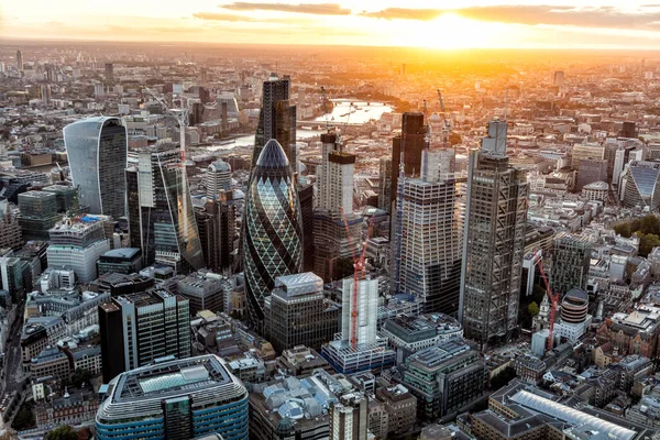 Vista Aérea Londres Atardecer Capitolio Mundial Para Instituciones Financieras Negocios — Foto de Stock