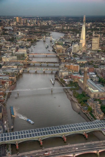 Luftaufnahme Der Londoner City Wolkenkratzer Das Britische Finanzgeschäftszentrum Fluss Themse — Stockfoto