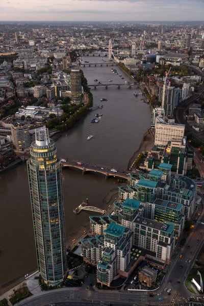 Luftaufnahme Stadtbild Abenddämmerung Ansicht Der Londoner Stadt Wolkenkratzer Tower Financial — Stockfoto