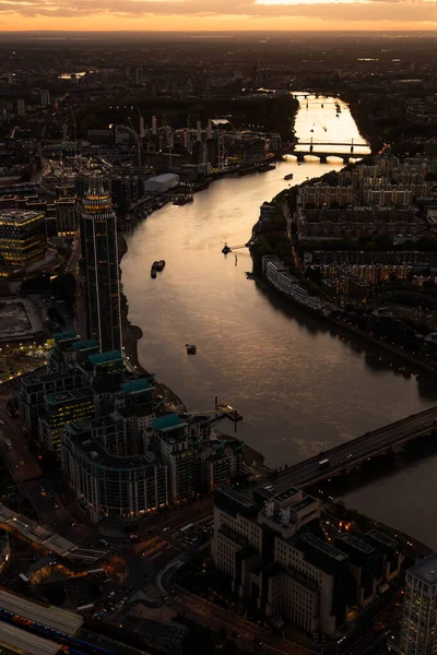 Luftaufnahme Stadtbild Abenddämmerung Ansicht Der Londoner Stadt Wolkenkratzer Tower Financial — Stockfoto