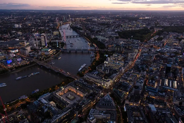 Luftaufnahme Der Abenddämmerung Stadtbild Von London City Wolkenkratzer Das Britische — Stockfoto