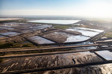 Aerial view near Ft McMurray Athabasca Tar sands heavy crude oil from mined oilsands an Industrial toxic waste travel Alberta Canada clipart