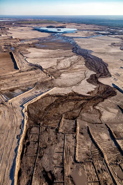 Aerial View Athabasca River Mcmurray Land Enriched Oilsands Natural Minerals — Stock Photo, Image