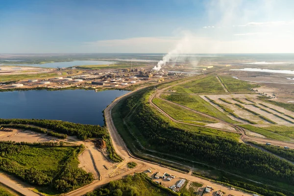 Aerial View Petroleum Industrial Oil Mining Site Athabasca Tar Sands — Stock Photo, Image