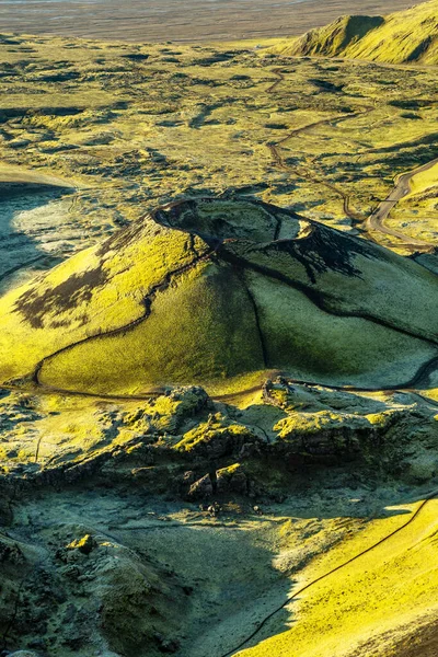 Légi Kilátás Landmannalaugar Nemzeti Park Izland Kihalt Vulkanikus Hegyvidéki Régió — Stock Fotó