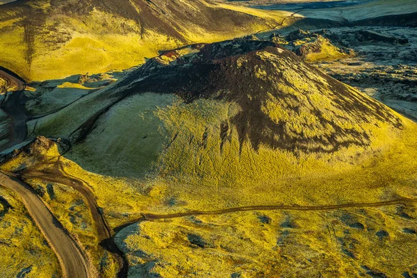 Aerial Summer View Icelandic Mountain Highlands Rich Minerals Scarred Volcanic — Stock Photo, Image